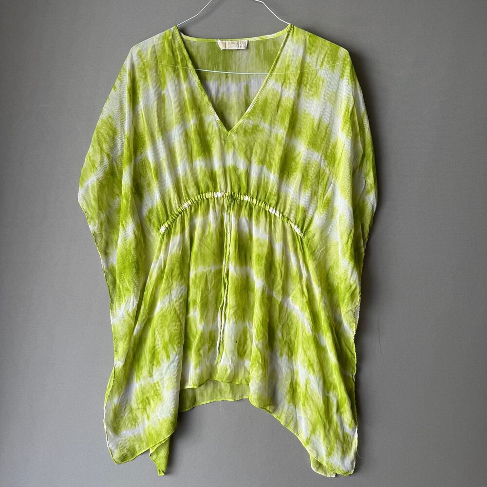 Michael Kors Lime Green and White Tie-Dye Swim Coverup